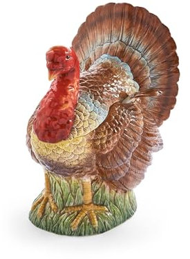 Spode 96oz Turkey-Shaped Soup Tureen - Dolomite Thanksgiving Serveware | Large Table Centerpiece | Decorative Serving Bowl with Lid | Holiday Soup Bowl, For Thanksgiving Dinner and Festive Meals