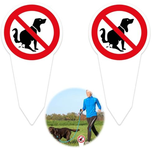 Confezione da 2 cartelli di avvertimento per cani in composito di alluminio, cartelli di divieto di escrementi di cani e spazzatura per giardini, prati, cortili, parchi e altre aree pubbliche