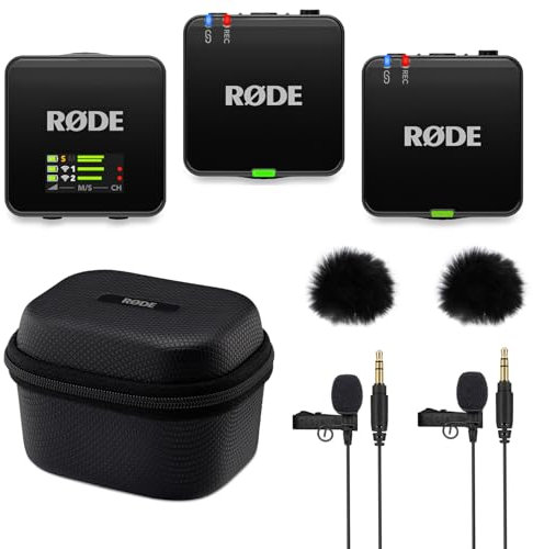 Rode Wireless GO Gen 3 Wireless 2-Channel Microphone Radio System with Charge Case + 2 x Lavalier GO Microphone and 2 x Fur Wind Protection