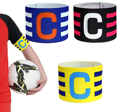 Tomedeks 3 Pcs Captains Armband Adjustable Multicoloured,Captain Armband Football,Captains Armband Kids Velcro,Adult & Youths Elastic Sports Arm Band For All Sports Events Clubs Teams