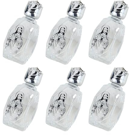 6 bottiglie di vetro con tappi, riutilizzabili, per eventi in chiesa, dispenser di oli essenziali, a prova di perdite, per acqua religiosa