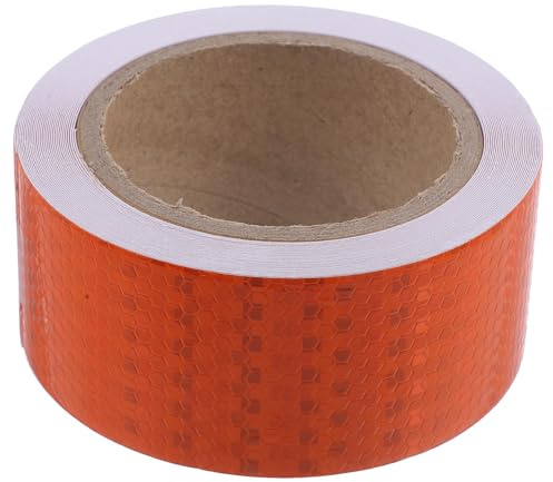 TOVINANNA Ruban Réfléchissant Orange Autocollant de Sécurité Extérieur Bande Adhésive PVC Résistante Signalisation Nocturne pour Escaliers et Véhicules Rouleau 1 Mètre Visibilité Haute