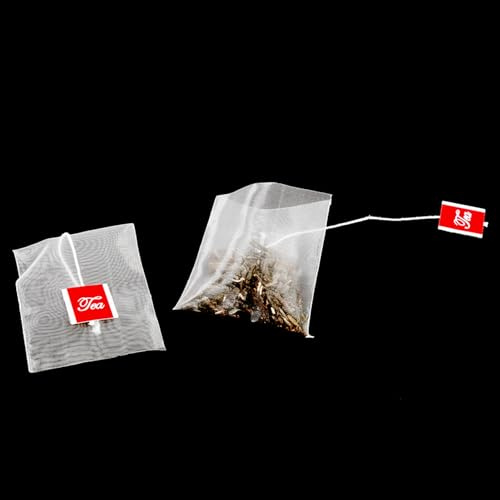 Annadue 100 St Nylon Tomma Tepåsar med Snöre, återanvändbara Tesilpåsar för Lösa Blad örtkryddfilter, Dragsko för Tetillverkning