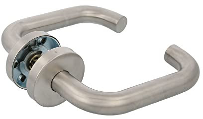 Amig - Set di maniglie con rosetta per porte - mod. 3RGX - 140 x Ø19 mm - Quadretto da 8 mm - Design elegante e semplice - Acciaio inossidabile argento opaco