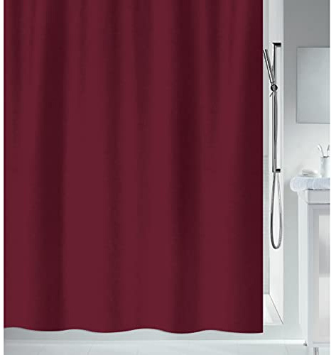 Spirella Schimmel Duschvorhang-Anti-Bakteriell, waschbar, wasserdicht-Polyester, „Primo “ 240x180cm Bordeaux Rot, Red, 240 x 180 cm
