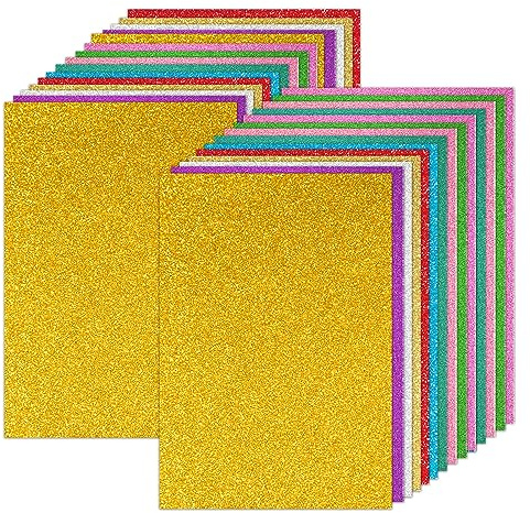 Glitter Cardstock, 30 Sheets 10 Colors Colored Card Stock, 250gsm Premium Glitter Card Paper for DIY Crafts Scrapbook Decorations Card Making