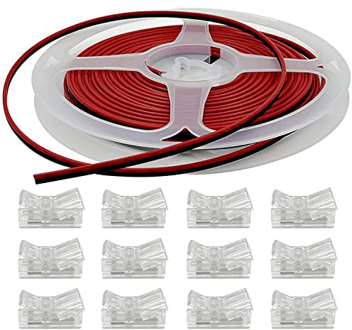 GTIWUNG 6m Cable Extensión Tira LED Cable de Conexión DC 12V Cinta LED 2 Pin Cable Conector Banda LED Separable Extensio, 8mm Conectores de Tira de Luz LED de conexión rápida sin pelar el cable