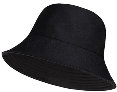 COSHAL® Unisex hinkhatt vändbar herr, dam bomull fiskarhattar för jakt, camping, vandring, resor, fiske, fotboll sommar sol hatt enfärgade storlek 56-58 cm, Svart, one size