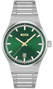 BOSS Analog Quarzuhr für Herren Kollektion Candor mit Silbernes Edelstahlarmband - 1514079