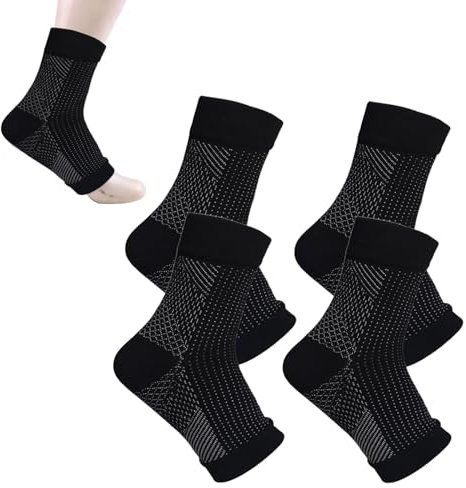 YEJAHY 2 pares de calcetines de compresión ortopédicos Tieberg, soporte de tobillo de compresión de pie, adecuado para hombres y mujeres para proteger los tobillos, 2 pares negros, S/M