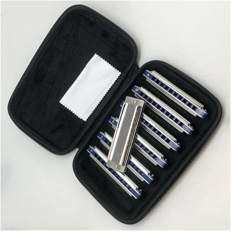 Spielen Sie professionell Mundharmonika 7-teiliges 10-Loch-Set für diatonische Mundharmonika, Blues-Harfe, exquisites Spielinstrument