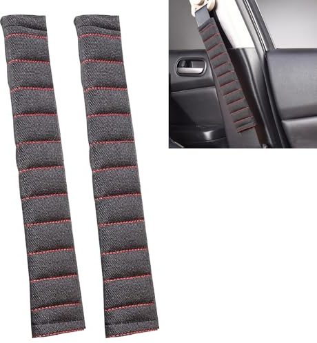 2PCS Juttzzei Voiture Protege Ceinture de Sécurité Coussin, 13in/33cm Protection Ceinture de Sécurité pour Enfants et Adultes Protéger Cou/Epaules, Coussin Ceinture Voiture Enfant en Peluche - Rouge