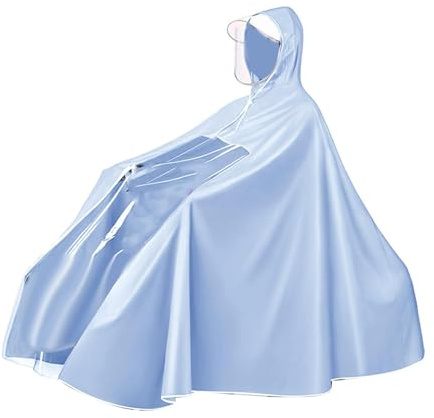 equlup Electric Battery Bike Raincoat, Water Proof Long Full Body Rain Poncho Reusable PVC Unisex Hooded Cycling Raincoat for Adults (3XL Blue)