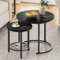 YITAHOME Couchtisch 2er Set Rund, Wohnzimmertisch Modern mit Stauraum, Beistelltisch 2er Set Stapelbar mit Holzplatte und Metallrahmen, Couch Tisch Wohnzimmer Heimbüro