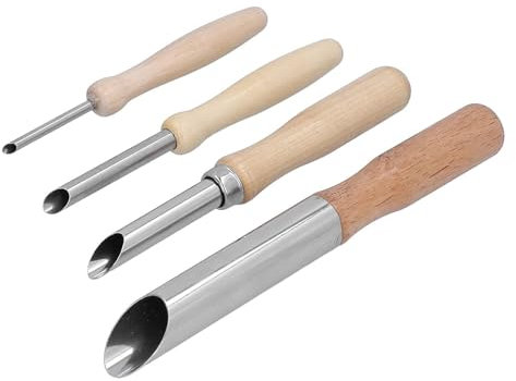MaoNativey 4 Piezas Cortadores de Arcilla de Acero Inoxidable Profesionales - Set para Cerámica, Escultura y Modelado con Mangos de Madera - Herramientas para Ceramistas