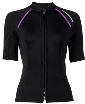 Miutii Combinaison en néoprène pour femme - Veste de plongée 1,5 mm - Fermeture éclair - Haut Rashguard pour la plongée, le surf, la natation - Noir - XXL