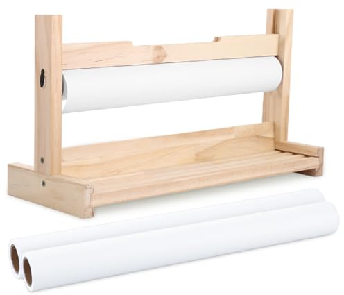 LOLYSIC Drawing Paper Roll Holder, with 2 Rolls 36cm x 5m White Paper Roll