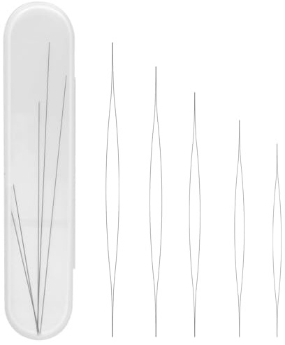 Skythrive 5 Pieces Agujas de Abalorios Plegable, Agujas de Acero Inoxidable con Ojo Grande, para Hacer Pulseras y Joyas, Hilo Elástico y Cosas para Crear Accesorios, 5 Tamaños Agujas para Cuentas