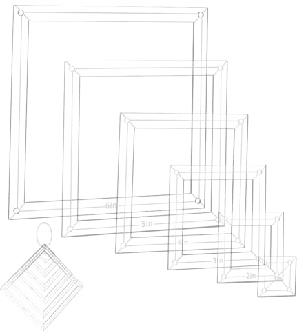 NBEADS 6Pcs Acrylic Quilting Templates Set, Square Cutting Ruler Template with Hinged Rings Transparent Sewing Guides 38x38mm to 165x165mm for Fabric Marking and Craft Design
