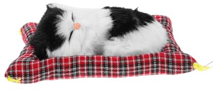BESPORTBLE Figurine de Chaton Réaliste en Peluche avec Coussin en Polyester et Laine Artificielle, Pièce Décorative et Coussin Polyvalent pour Table et Maison