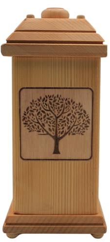 Urne funéraire pour petits animaux de compagnie - Urne funéraire pour animaux de compagnie - Boîte à cendres - Boîte à souvenirs - Grande urne avec motif d'arbre de vie - En bois de hêtre massif