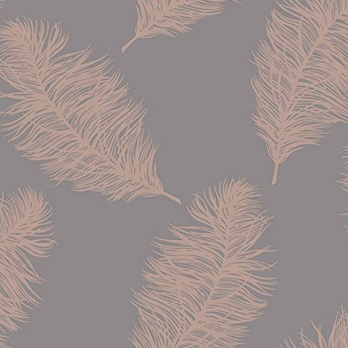 Holden Decor 12629 Fawning Feather Grey Rose Wallpaper, Rose Gold