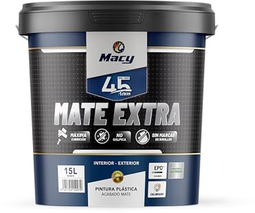 Macy Pintura Plástica Mate Súper para Interior y Exterior, 750 Mililitros, Color Negro