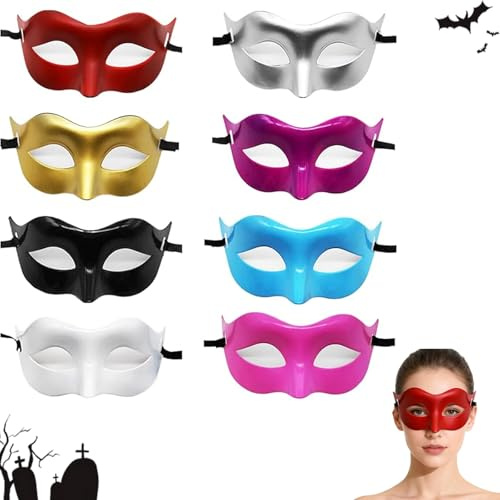 8 st venetiansk mask för män med elastiskt band för karneval party kostym