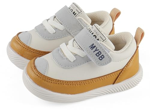 LACOFIA Scarpe Neonato Scarpine Primi Passi Bambina Sneakers Bambini con Suola in Gomma Antiscivolo Giallo 18(Etichetta 16)