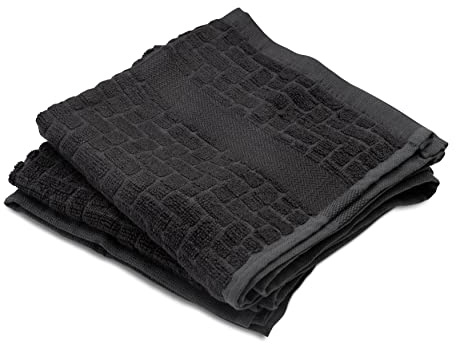 Cuisinart Bamboo Black Tea Towels for Kitchen Set of 2 - Anti-Microbial, Odour Resistant, Absorbent Kitchen Towels, Bamboo and Cotton Blend, 40x70 cm