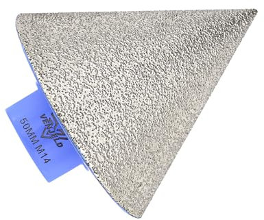 Broca Biselada Diamante para Chaflán 50mm Broca de Fresado con Rosca M14 para Achaflanar Agrandar Rectificar Agujeros en Cerámica Porcelana Azulejos Mármol Granito VENJELD