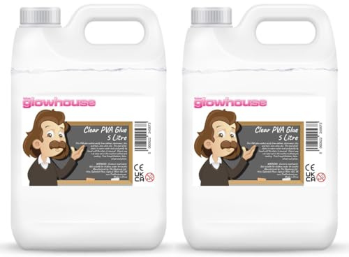 The Glowhouse Premium PVA Glue – White or Clear Craft Glue for Slime Making, School & Home Crafts – Washable, Non-Toxic Adhesive for Paper, Card & Fabric