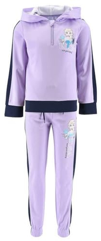 Disney Elsa Survêtement pour Fille, Ensemble 2 Pièces Combinaison de Sport Violet, Sweat à Capuche et Pantalon La Reine des Neiges, Taille 5 Ans, Violet