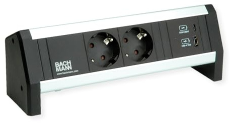 BACHMANN Desk 2 x skyddskontakt 1 x USB A&C, USB-laddare 22 W laddare, GST18