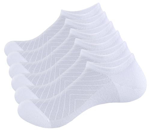 OUYJIA Women's Trainer Socks Breathable No Show Socks Thin White Bamboo Invisible Ankle Socks for Women Lightweight Low Cut Womens Socks, Size 4-7, Multipack, 6 Pairs