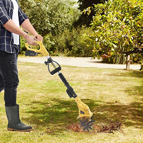 20V Akku-Bodenhacke und Kultivator Bodenfräse Elektrische Gartenfräse mit 17 cm Arbeitstiefe, 10 cm Arbeitsbreite, Grabenfräse ideal zum Umgraben für Garten und Rasen