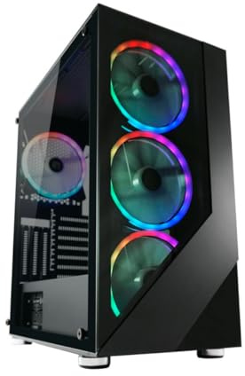 LC-Power Gaming-Gehäuse Gaming 803B Shaded_X – ATX-Midi-Tower, getöntes Hartglas-Frontpanel, 4 RGB-Lüfter, USB 3.0, Hartglas-Seitenteil, erweiterbare Kühlung bis 8 Lüfter, 4 HDD/SSD-Slots