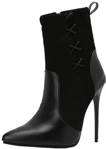 CuteFlats Botines de tacón alto de moda con bloque de color - Tacones finos y puntiagudos con hebilla de cinturón - Botines cortos elegantes y versátiles para mujer, Negro , 37 EU