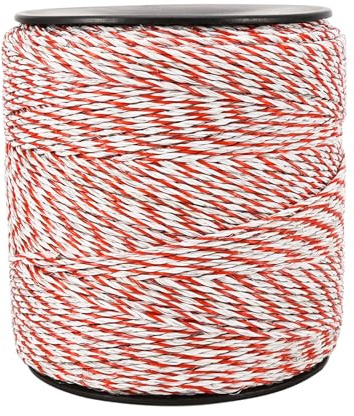 Electric Fence Polywire 500m - 6 Strands Polywire Electric Fence Wire Reel Nylon, Steel Reinforced Conductor with Chuck, Farm Fencing Wire for Livestock, Cattle, Sheep, Horse & Crop Protection