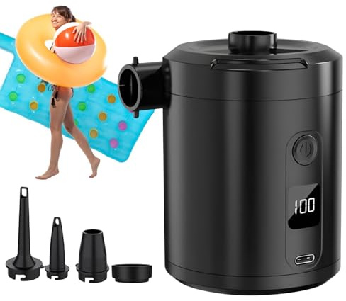 Portable Inflator Air Pump - USB Charging Camping Air Bed Pump - Quick Fill Automatic Blow Up Tool for Swimming Rings Sleeping Bed Pool Floats Outdoor Camping Road Trip