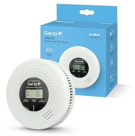 Garza - Detector Combinado de Humo y Monóxido de Carbono, Sensor Fotoeléctrico + Sensor Electroquímico de CO, Alarma Dual, Instalación en Techo, Protección Total para el Hogar