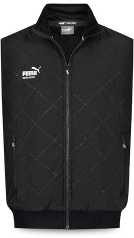 PUMA Workwear herrväst vinter – varmt fodrad, vattentät och vindavvisande – arbetsväst med fickor och fleecefoder – innerficka – robust yttermaterial för arbete och fritid, svart, 3XL
