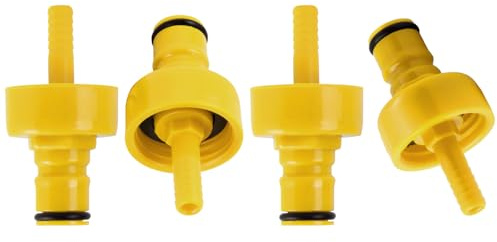 MRbrew 4 PCS Plastic Carbonation Cap,Ball Lock Keg Post 5/16'' Beer Line Nipple Barb Homebrew Kegging Soft Soda Drink PET Bottles Counter Pressure Bottle Filling Cap with Spare Sealing Gasket O-rings
