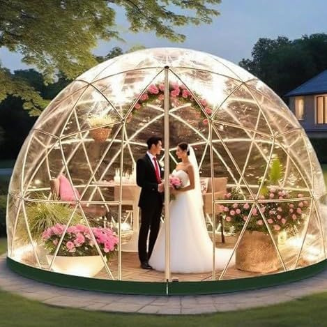 Tenda a Cupola da Giardino, Serra a Cupola Geodetica con Vista a 360° con Copertura Trasparente In Pvc, Tenda a Cupola a Bolle da Giardino Impermeabile, per Esterni, Patio, Feste