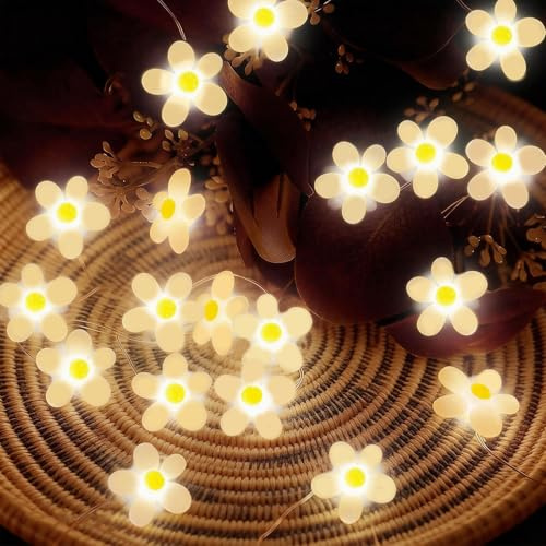 GoldRock 3 m 30 LED tusensköna ljusslinga blommor vårdekoration, tusensköna dekoration ljusslinga inomhus utomhus, blommor ljuskedjor vår, blommor LED-kedja för barnrum bord födelsedag bröllop