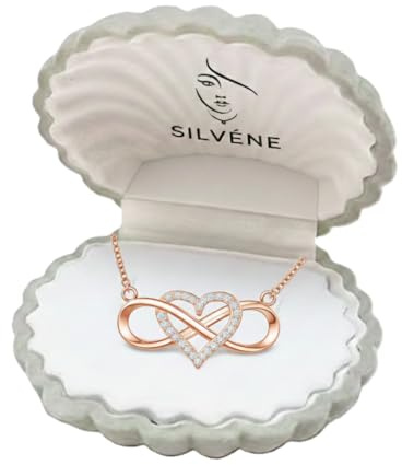 Infinity Hjärtformat Halsband Dam – Roséguld Smycke – Elegant Present i Snäckformat Smyckeskrin (Rose-Gold)