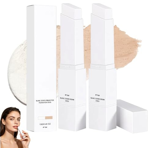 LYPPUL Color Changing Foundation-Stick, foundationstick med pensel, färgskiftande foundationpinne, 2-i-1 vit foundation makeup för alla hudtyper, täckpenna vattentät och hållbar