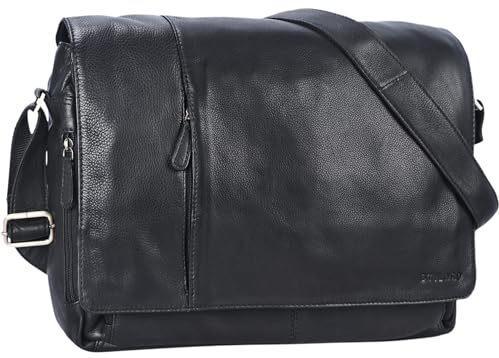 STILORD Vintage Umhängetasche Leder groß für Herren Damen 15.6 Zoll Laptoptasche Unitasche Bürotasche moderne Aktentasche aus echtem Büffelleder