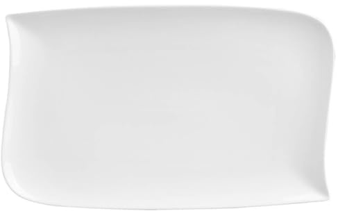 Secret de Gourmet Set De 6 Assiettes Plates Rectangulaire Design Vague - 33 Cm X 20 Cm - Porcelaine