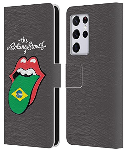 Head Case Designs Officially Licensed The Rolling Stones Brazil International Licks 1 Leather Wallet Case Compatible with Samsung Galaxy S21 Ultra 5G